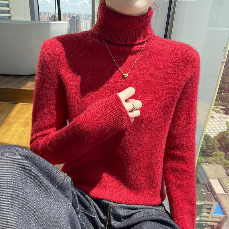 High-End Cashmere Women's Slim-Fit Turtleneck Sweater – Thickened for Autumn/Winter