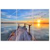 Dreiteiliger Bild-Leinwanddruck Sonnenuntergang-Fußgängerbrücke-See