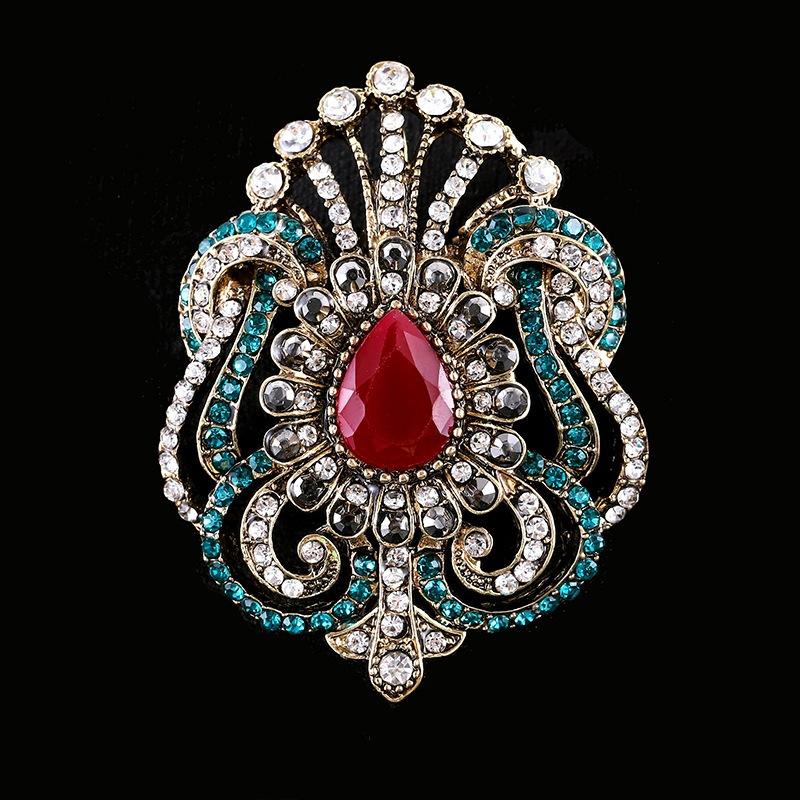 Fulok Court Brooch Femininity Metal Crystal Badge Pin Suit Coat Accessories