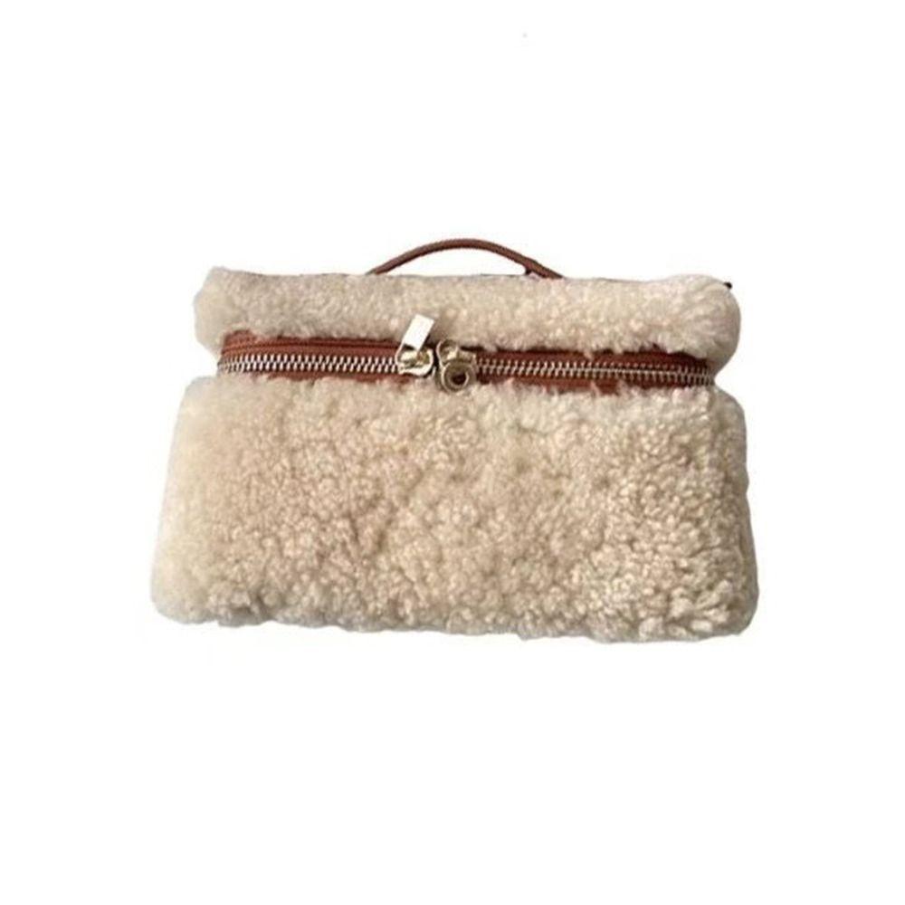 Fashion Lamb Fur Velvet Women's Handbag High-end Lambswool Shoulder Bag Large Capacity Retro Lunch Box Bag For Autumn Winter