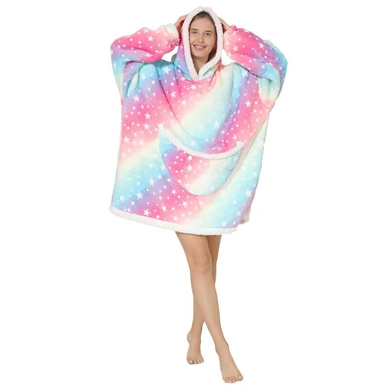 Warm Hooded Sherpa Blanket With Sleeves Ultra Soft Fleece Sweatshirt Throw Thick Winter Flannel Hoodie Blankets Home Textile
