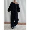Louvre Spring Korean Athflow One-Shoulder Relaxed Sweatshirt for Women