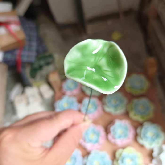 Handmade Ceramic Bouquet: Purple-Gold Lotus, Lily, Gardenia, Rose