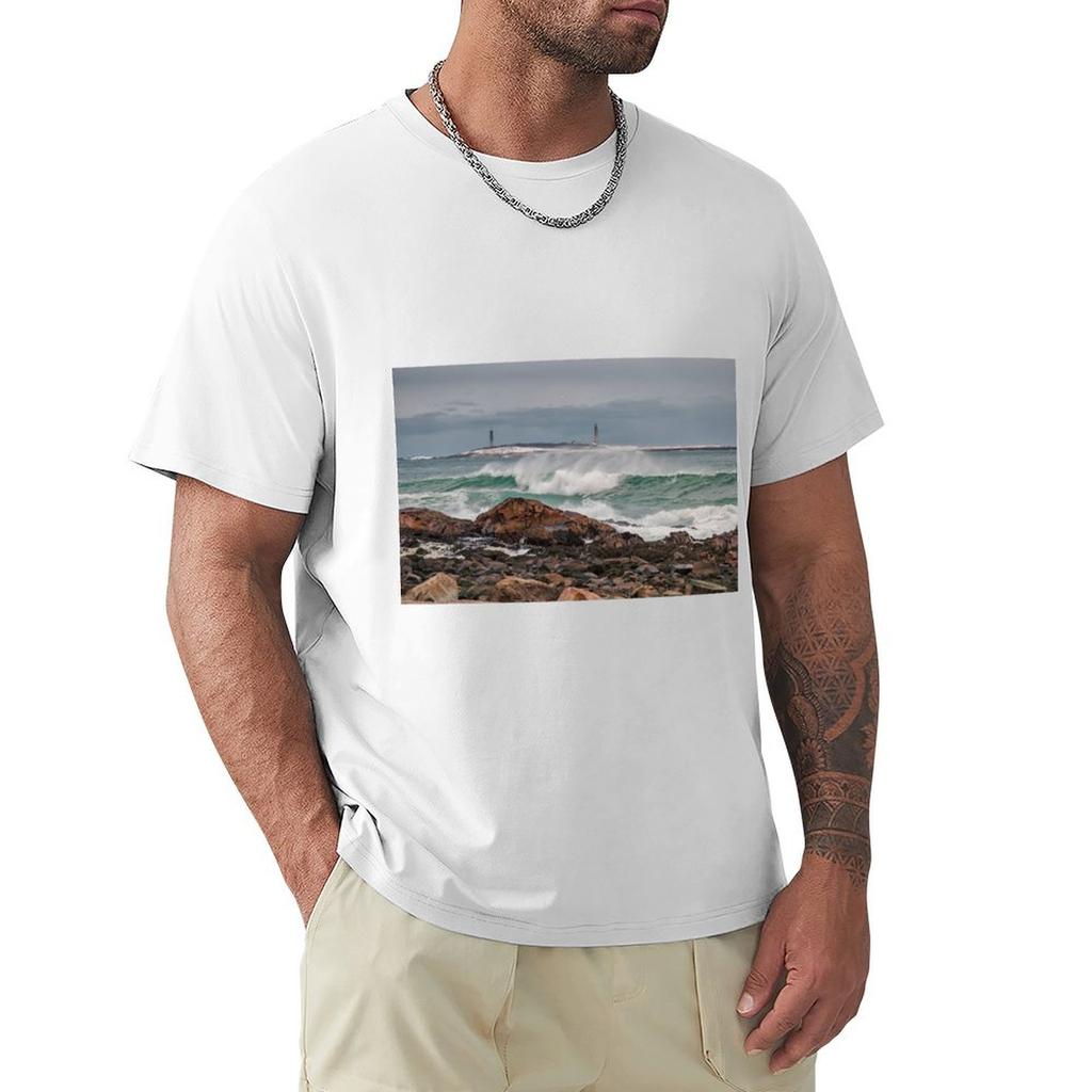 Green Waves With Twin Lights Tshirt T Shirts For Unisex Pack Cotton Tshirt
