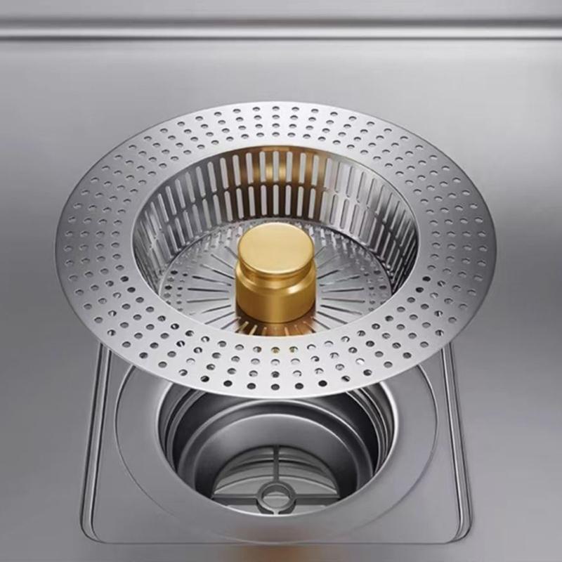 Kitchen Sink Drain Plug Stainless Steels Drain Strainer Bounce Cores Sink Plug Anticlogging Push Type Sink Stoppers