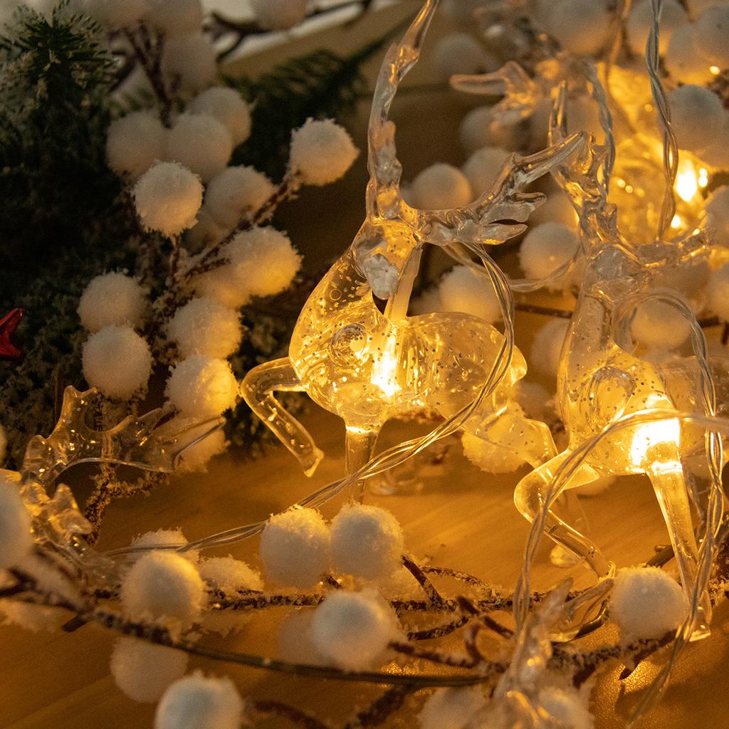 1,5M 10LED Weihnachts-Lichterkette Rentier Lichterketten Girlande Dekoration Kristall Elch Lampe Schmuck für Zuhause Weihnachtsbaum Deko