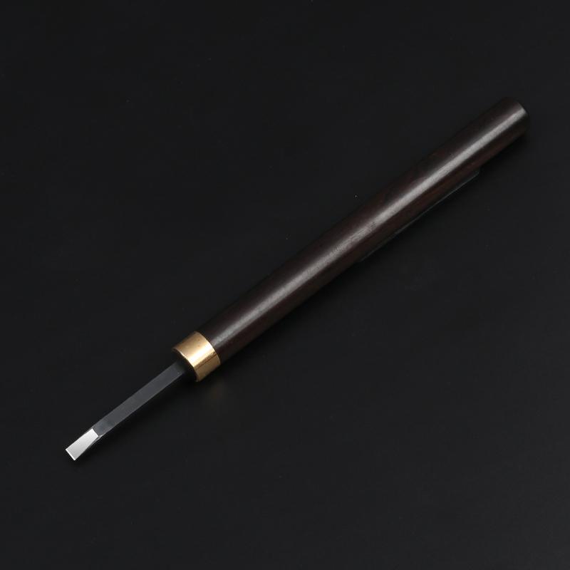 Nitriertes Weißstahl Holzschnitzmesser mit Griff aus lila Sandelholz