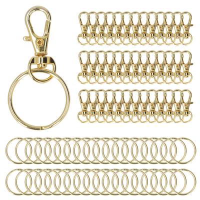 100PCS Gold Lobster Claw Clasp with Key Rings Rustproof Metal Keychain Clip for DIY Keychain