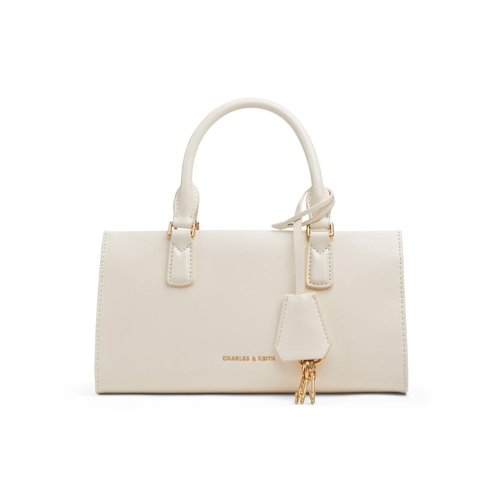 Charles & Keith Kerry Series Minimalist Shoulder Bag With Pendant PU Handbag Small Women handbags Black Light-Pink Cream CK2-30271481