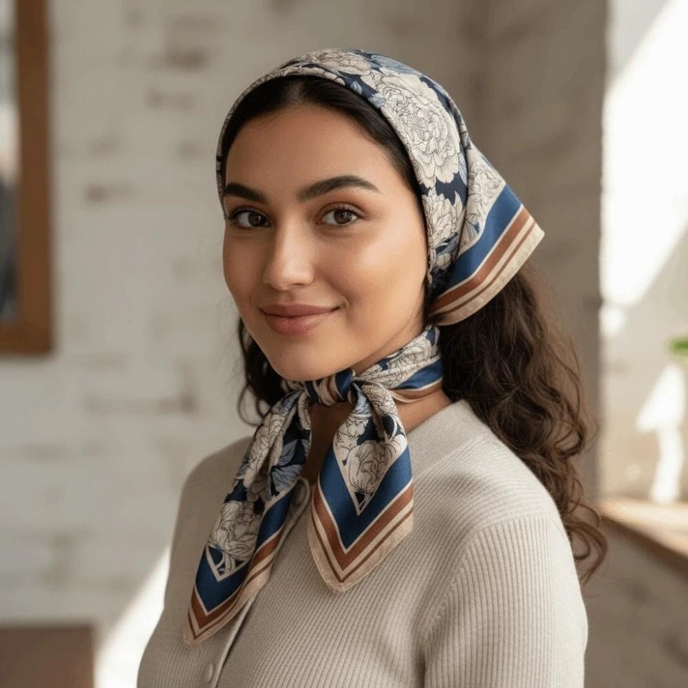 Sunscreen Mom Square Headscarf Lightweight Retro Patterned Square Shawl Bag Accessories