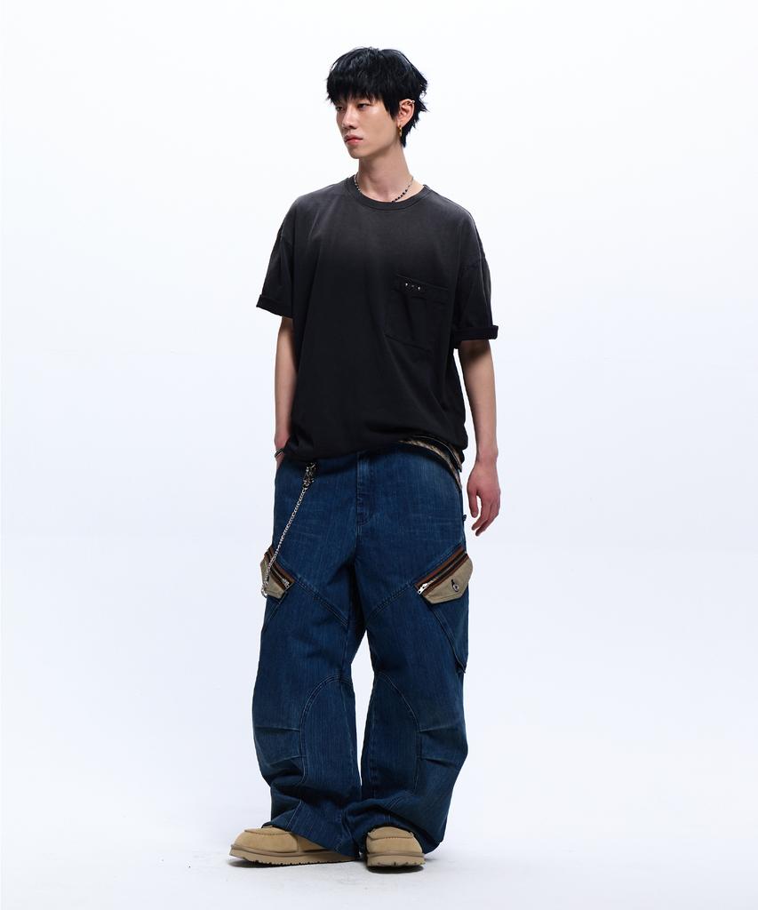 Aleseueseussi Rivet Pocket Washing T-Shirt - Black