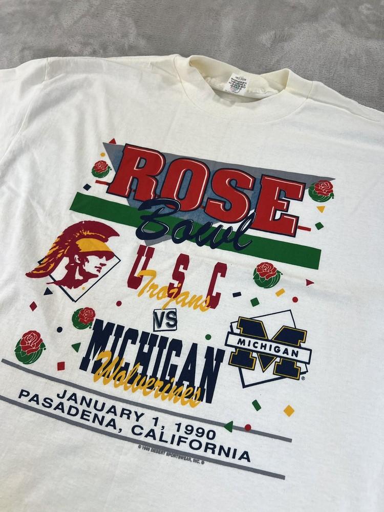 Vintage 1990 Rose Bowl USC Trojans Michigan Wolverines Shirt Mens XXL Football Unisex T-Shirt S