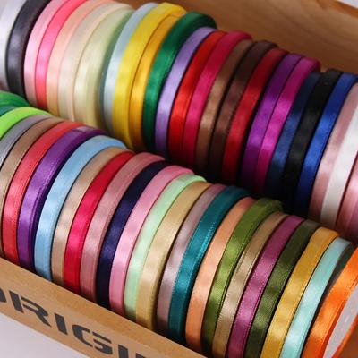25 Yardas 6mm Cintas de Satén de Seda para Manualidades Lazo Envoltura de Regalo Hecho a Mano Fiestas Navidad Boda Decorativas Accesorios Artificiales