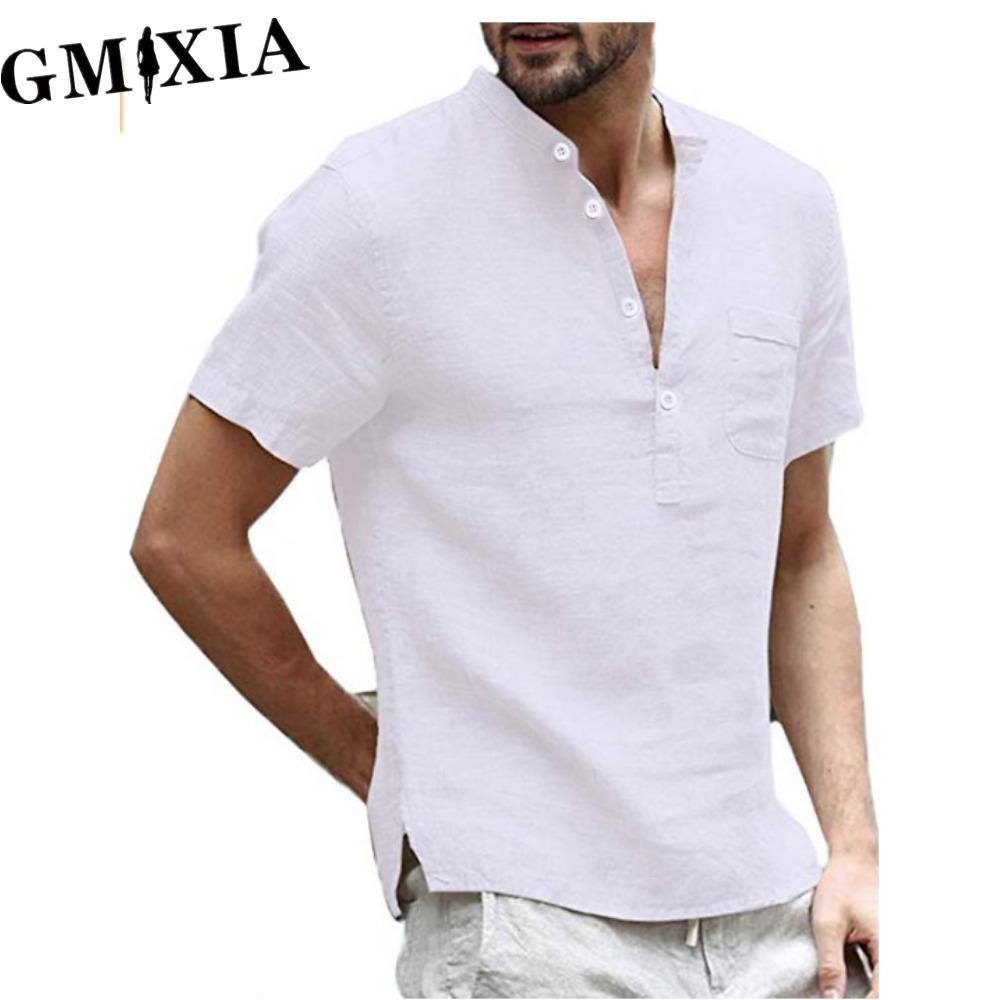 GMXIA Men's fashion casual solid color print Tops & T-shirts Shirt