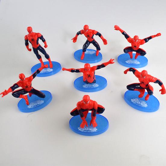 7Pcs/Set Super Heroes Spiderman Dolls Action Figure Statue Table Cake Decor