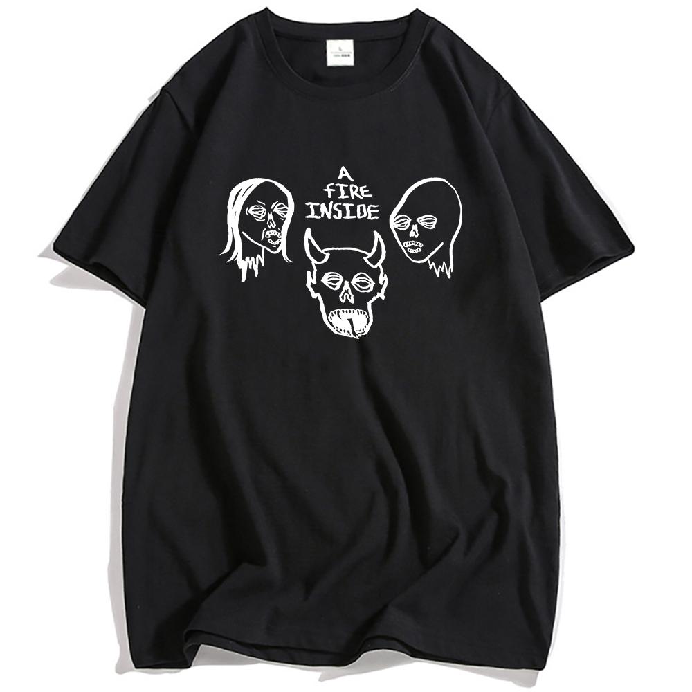 AFI Faces Ivory Tee A Fire Inside Letter Print T-shirt Summer Cotton Men Women Tshirts Fashion Unisex Streetwear Hip Hop TShirt