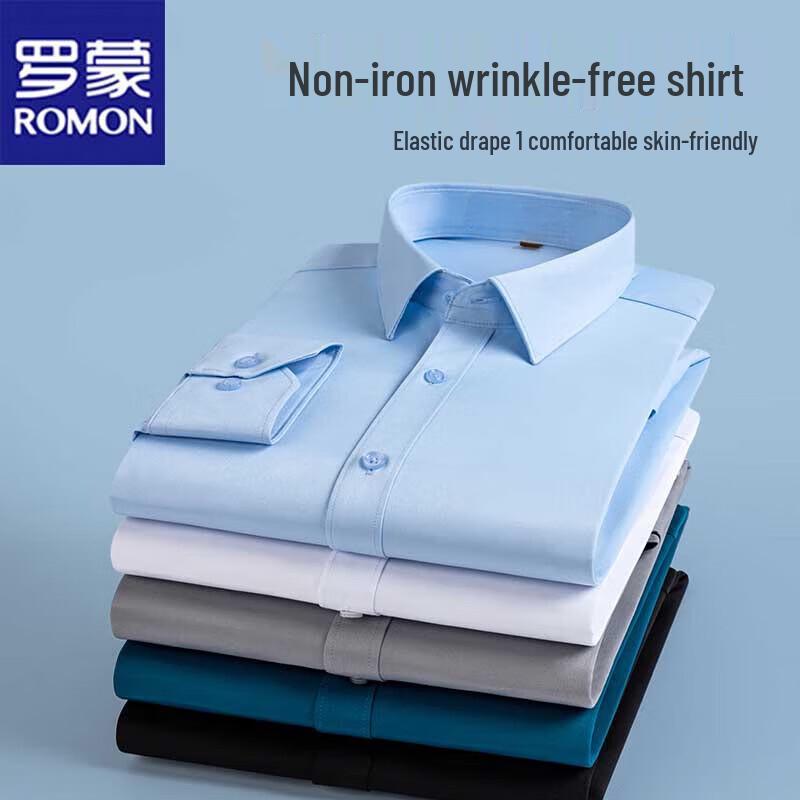 ROMON Men's Business Casual Long Sleeve Shirt