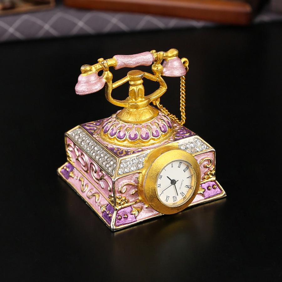 New clock landline enamel color jewelry box metal handicrafts ring necklace jewelry storage box home decoration