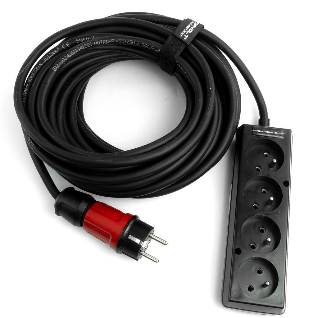 Przedłużacz Elektryczny 4-Krotny 15M Listwa 4 Gniazda 3X1,5Mm2 Czarny