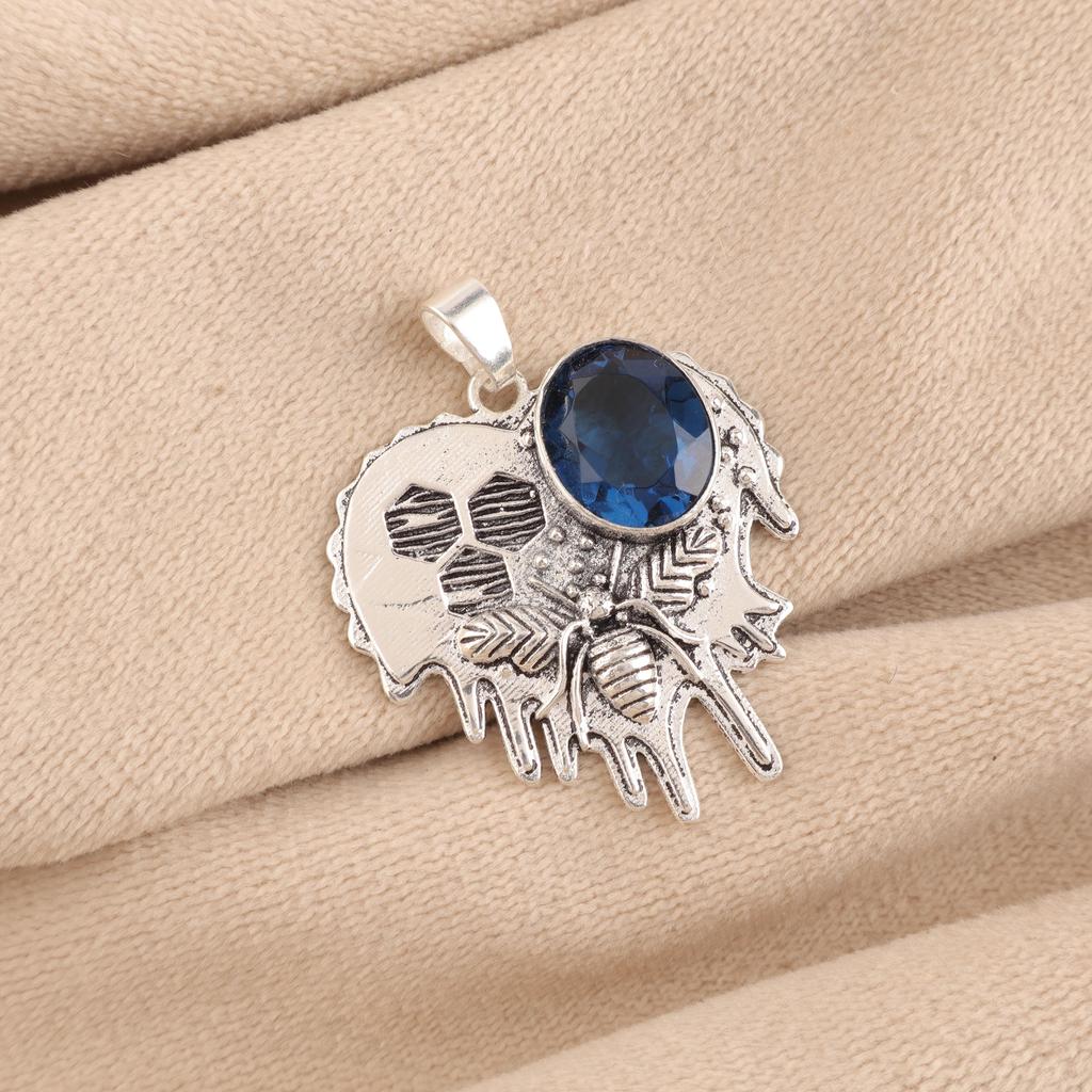 London Blue Topaz 925 Sterling Silver Jewelry, Handmade Gorgeous Silver Pendant, Topaz Gemstone Jewelry For Love