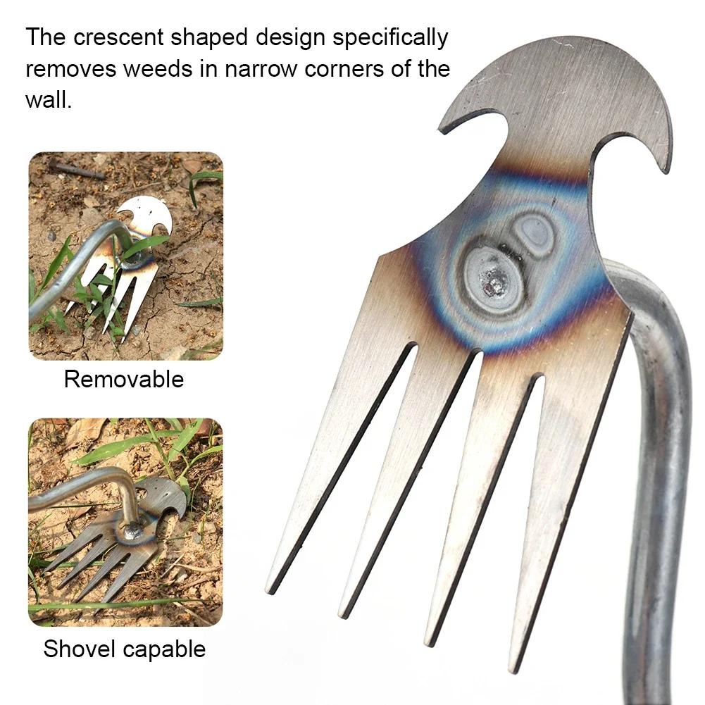 Hoe Weeding Artifact Uprooted Grass Tools Garden Hoe Rake Steel Farm Tools Small Hoe Loosen with 4 Teeth The Soil Wild Vegetable