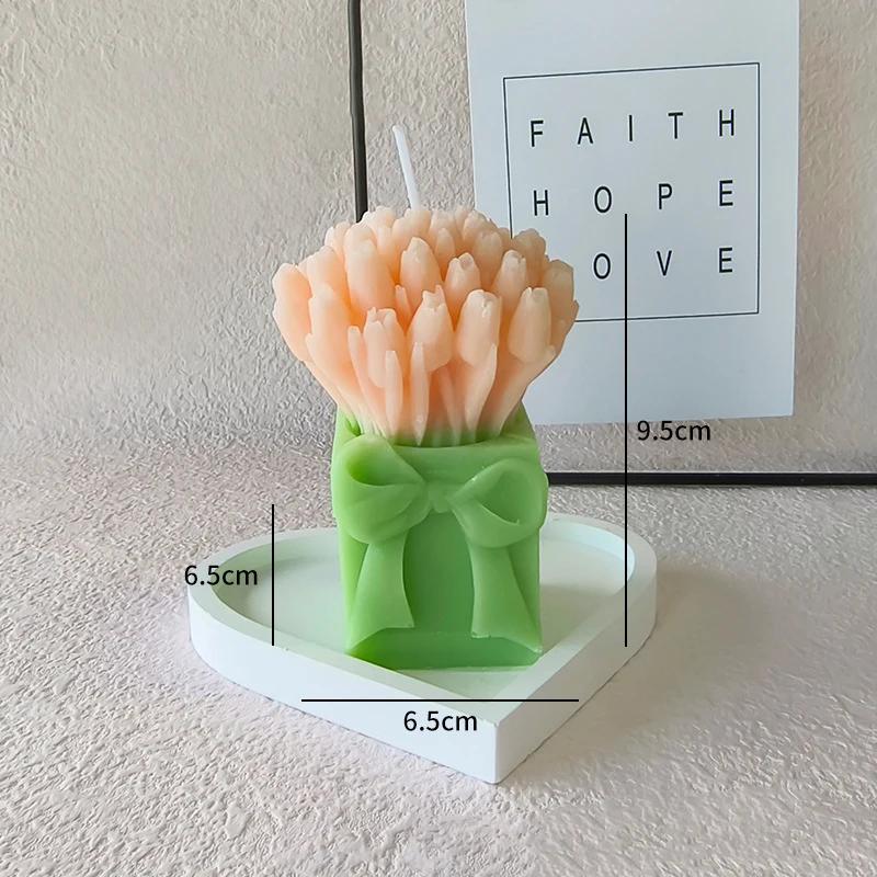 Korean Bud Scented Hand Bouquet Flower Aromatherapy Candles Tulip Flower Bouquet Candles Handmade Wedding Companion Gift