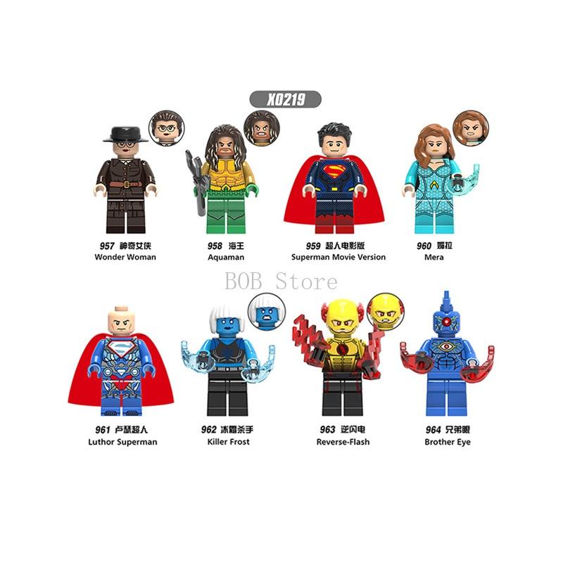Minifigures Super Heroes Wander Woman The Flash Bat-man Aquaman Building Blocks Toys