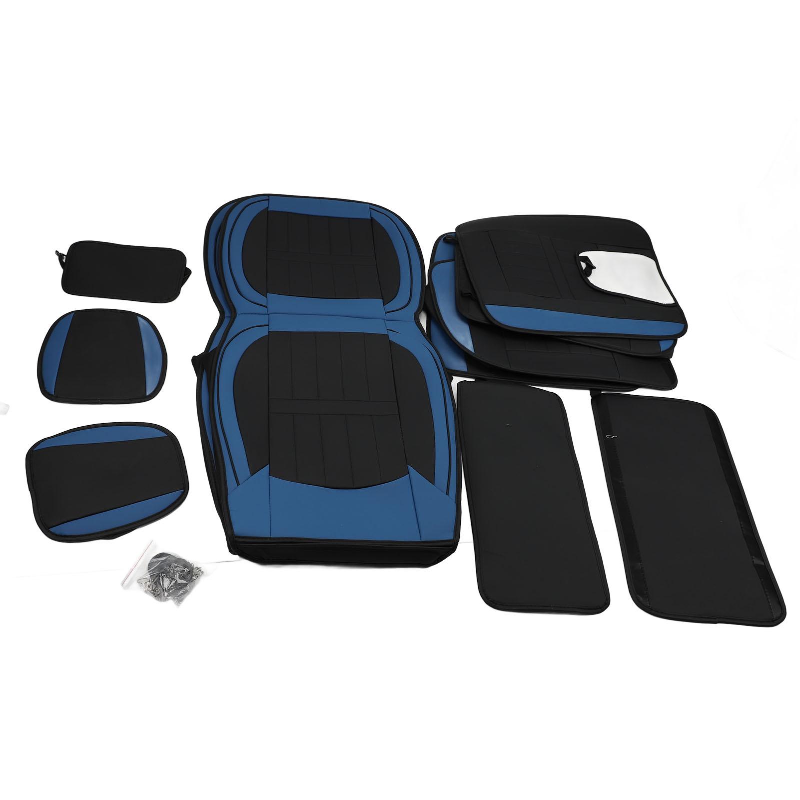 

Чехол для автомобильного сиденья, полностью обтягивающий, кожаный, дышащий, с повышенным комфортом, защитный чехол для большинства автомобильных сидений синий/чёрный