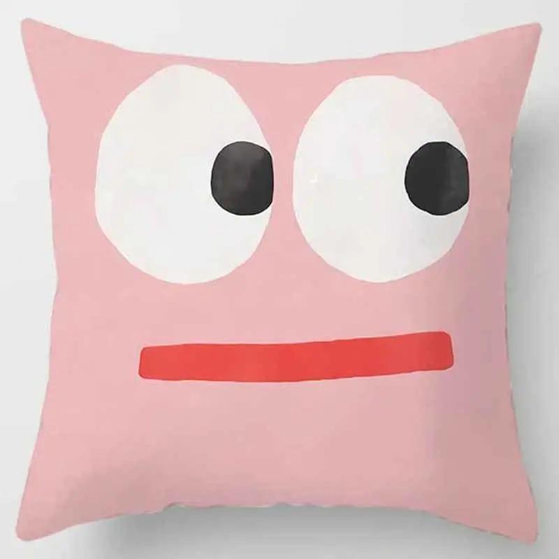 Față amuzantă drăguță imprimată față de pernă decorațiune casă living canapea husă pernă dormitor decorațiune cameră copii cadou