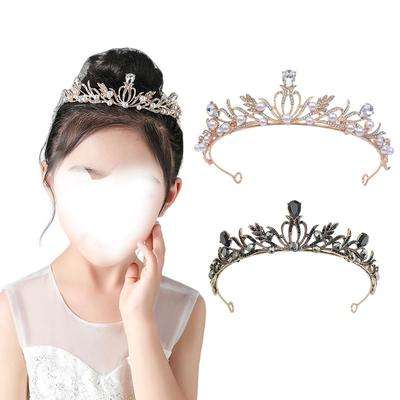 Children's Crown Tiara Flower Girl Crystal Hair Accessories Crown Girl Birthday Performance Headband Princess Dress Accessories