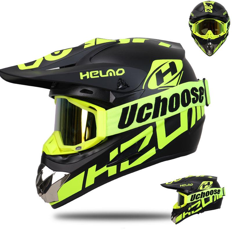 Four-Season Full-Face Off-Road Motorcycle Helmet with Goggles for Mountain Racing and Downhill