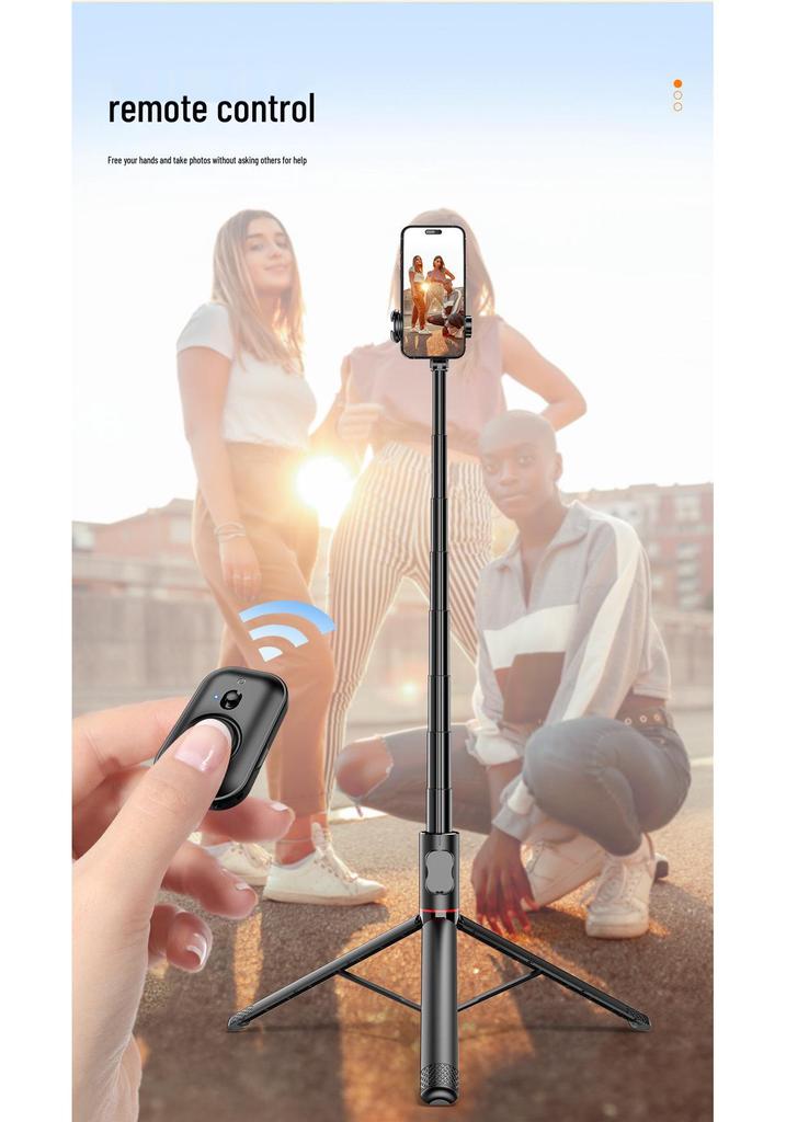Bluetooth Selfie Stick with Integrated Tripod - C10 Stainless Steel for Live Broadcasts