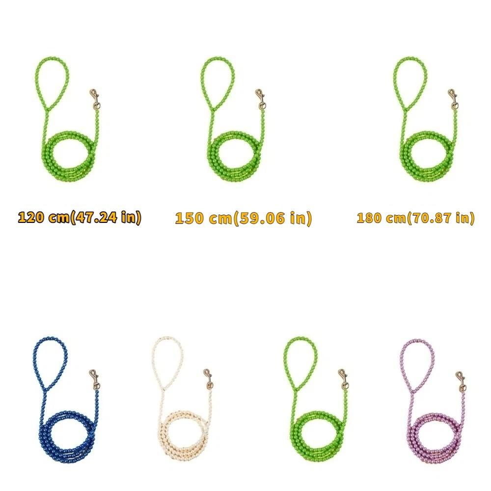Bite-Resistant Beaded Dog Leash Anti-Escape Waterproof Pet Training Leash Artificial Pearl Solid Color Dog Lead Leash