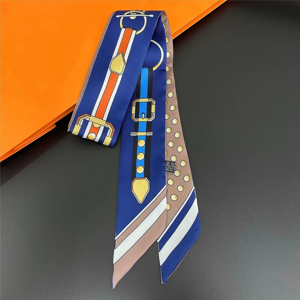 Multi-purpose Small Scarf Buckled Printing Skinny Bag Scarf Brand Silk Foulard Women Ribbon Scarves For Ladies