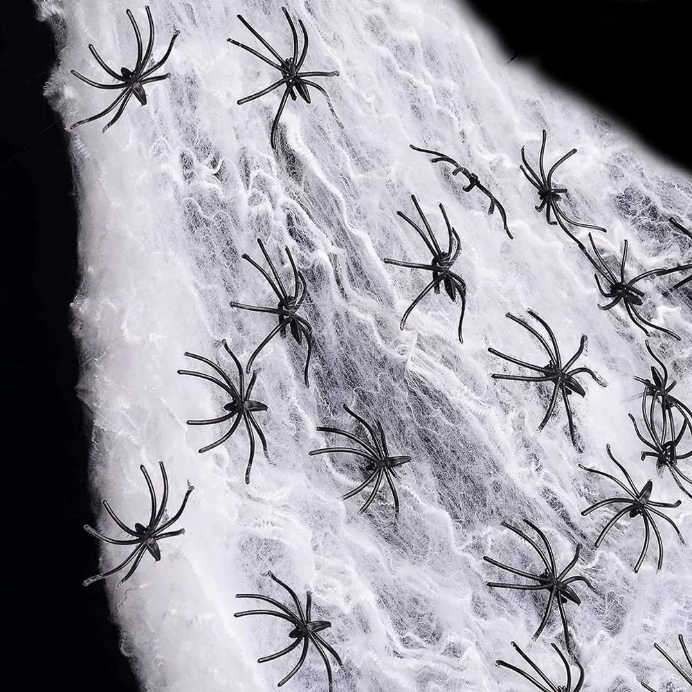 Christmas Elastic Spider Web with Spider Horror Haunted House Yard Scene Arrangement Christmas Party Faux Decorative Props 2025