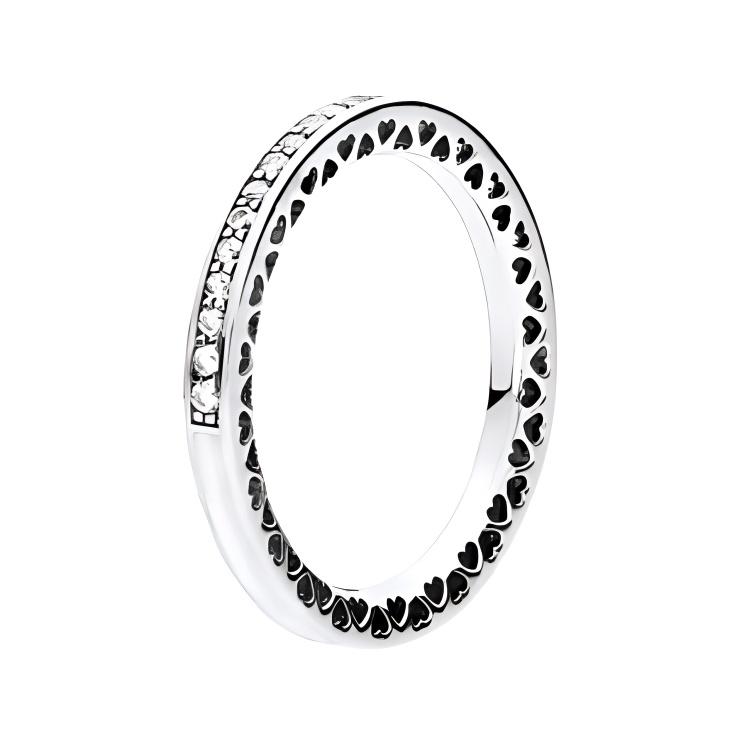 Pandora Openwork Heart Pattern Edged 925 Silver Ring Women ring 191011CZ Box,52