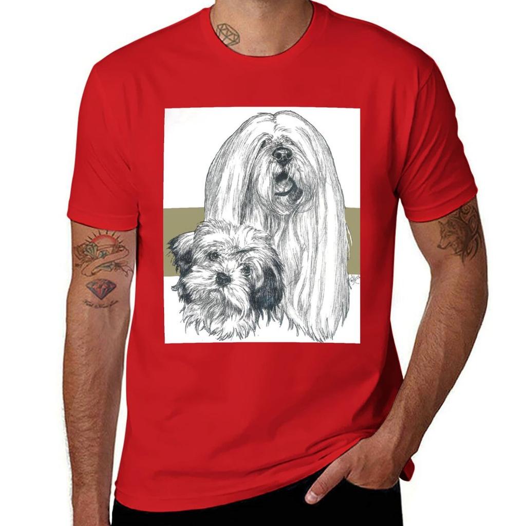 Lhasa Apso Father  Son TShirt Cotton Man Tshirts Anime T Shirts Luxury Man Plain T Shirts Men
