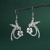 Hummingbird Flower Drop Earrings Animal Theme Jewelry Valentine's Day Gift for Women