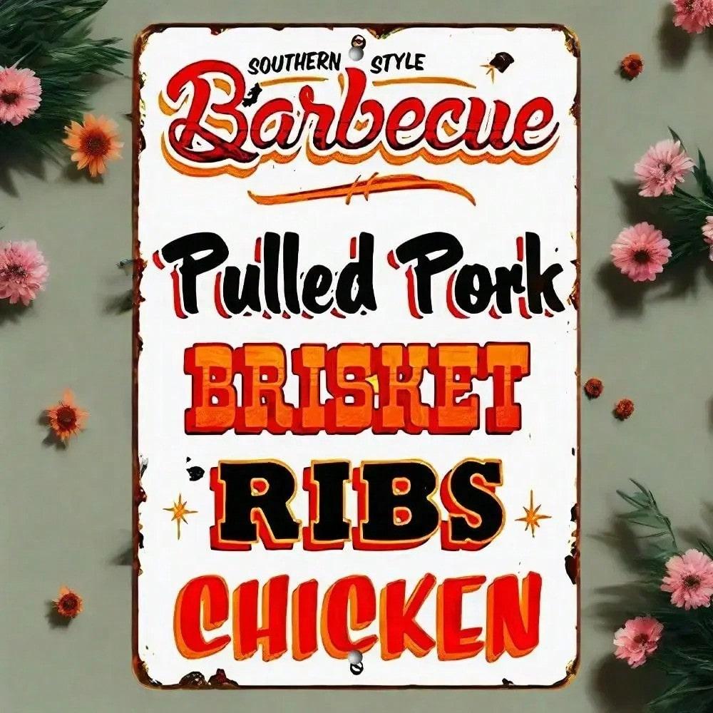

Vintage Metal Sign Southern BBQ Kitchen Decor Rustic Wall Art Tin Sign for Home Bar Garage 20x30cm