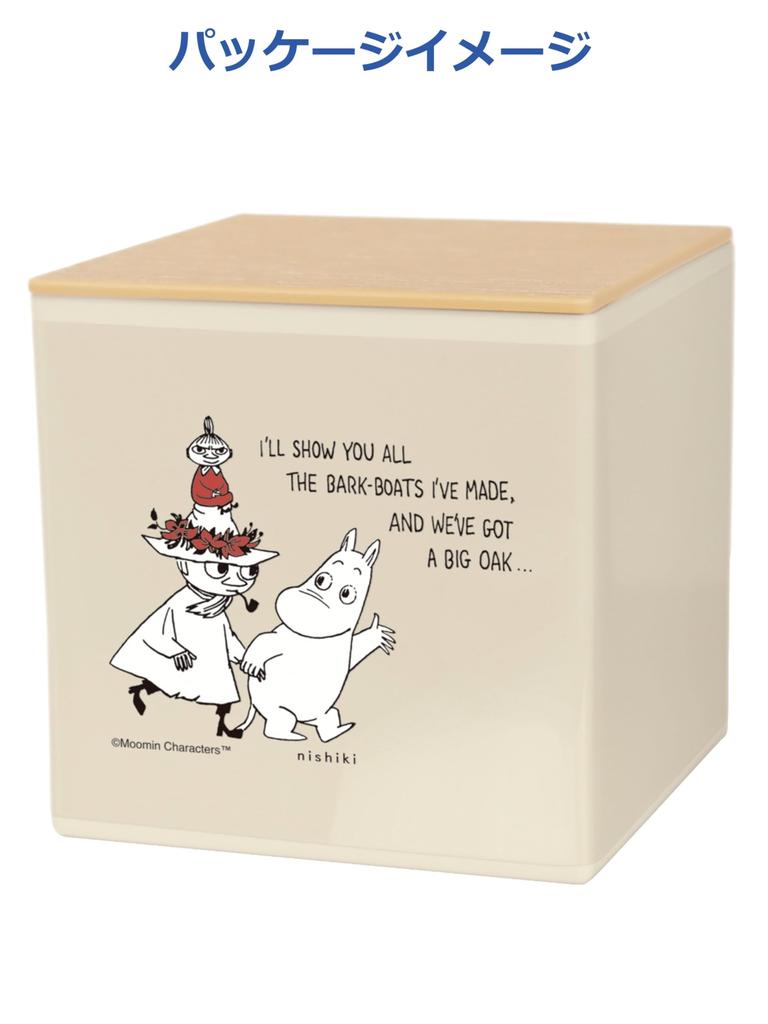 Nishiki Kasei Moomin Tissue Box with 12 x x 12 Made in Japan Lid, Beige, Approx. 12.2 cm,