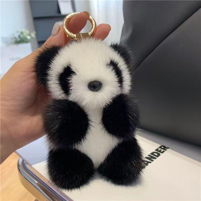 Niedlicher Panda Plüschtier Schlüsselanhänger Cartoon Tasche Anhänger Zubehör Auto Schlüsselanhänger Anhänger Ornamente Mode Mädchen Geschenk black