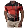 Men's Casual Striped Print Polo Shirt with Short Sleeves for Summer