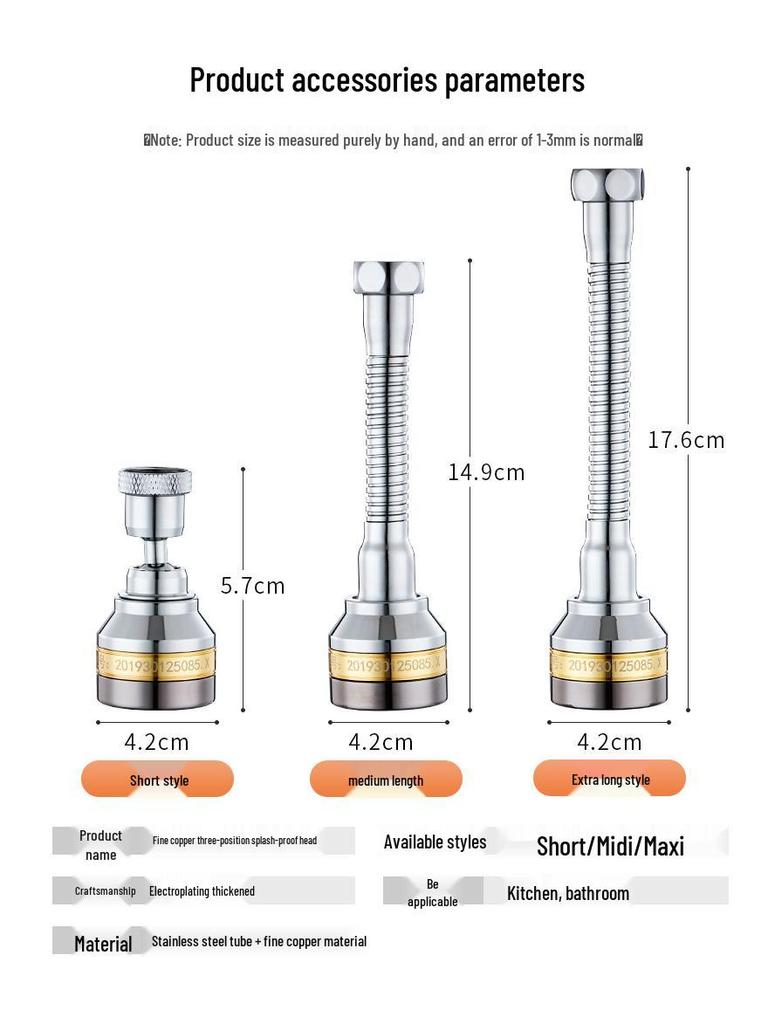 Splash-Proof Copper Kitchen Faucet Extension Nozzle with Pressurized Shower Head Aerator