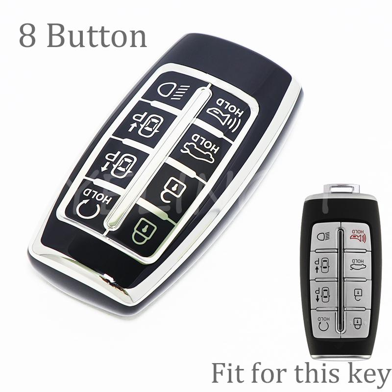 8 Buttons Tpu Car Key Cover Case For Hyundai Genesis G80 Gv70 Gv80     Remote Key Holder Auto Accessories