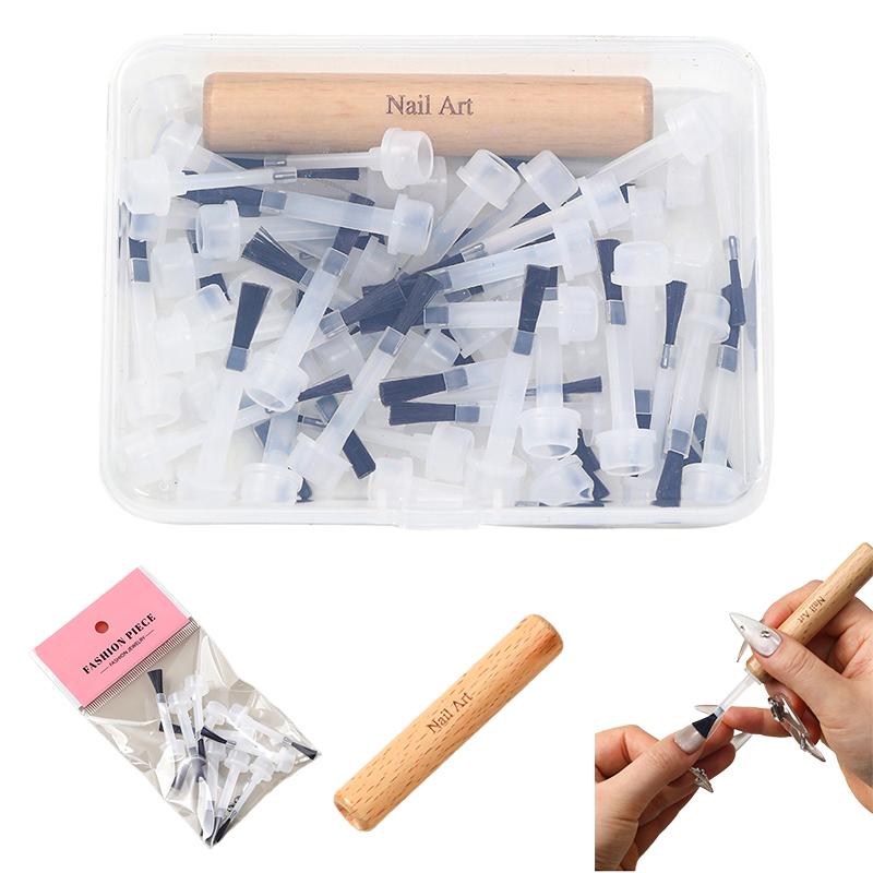 1 set engångs nagellackspensel med dubbelsidig penna, utbytbar borsthuvud, nagelborste, flytande applikatorer, manikyrtillbehör