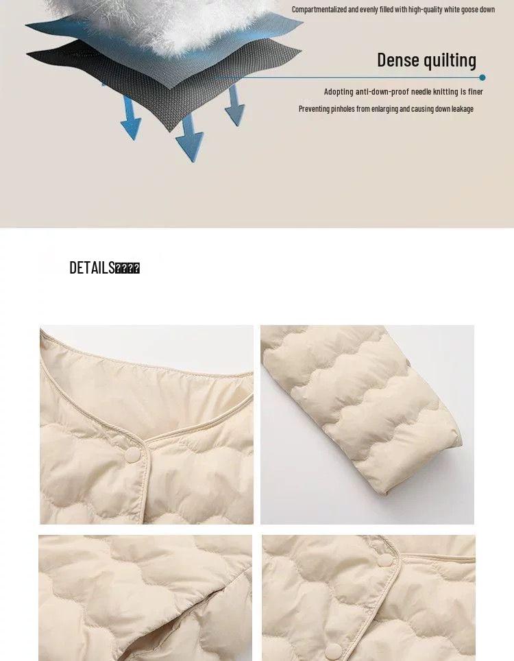 Damen Leichte Daunenjacke Kurz - Warm, Trendig, Chenille Rundhalsausschnitt für Herbst/Winter.