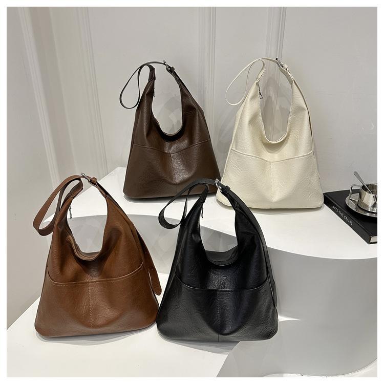 Simple Faux Leather Tote Bag for Women Minimalist Commuter Shoulder Handbag