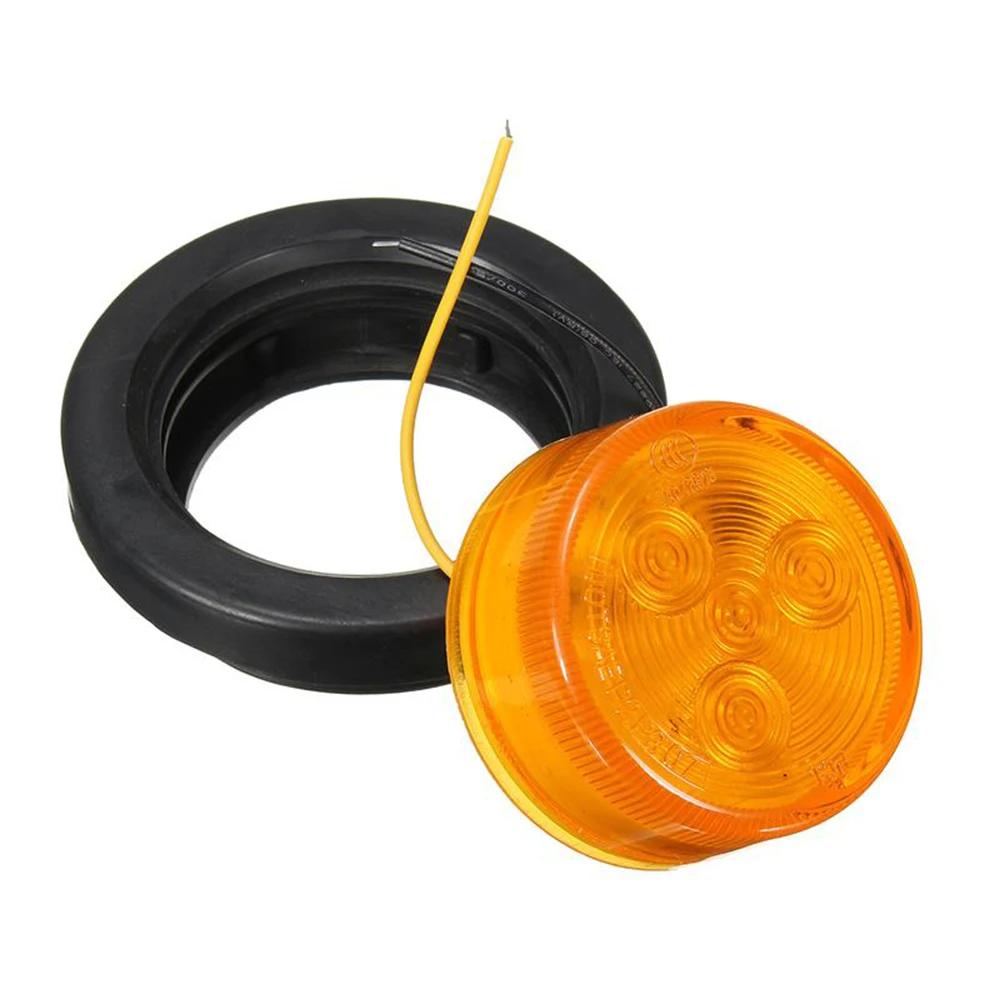 2pcs Yellow Red 4 LED Side Marker Clearance Light Orange Lamp Indicator 10V-30V For Truck Trailer Caravans RV Lorry Boat