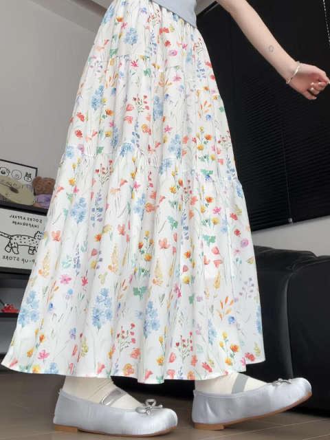 

Юбка Mori small fresh floral splicing женская весна-лето литературный возраст снижение темперамент универсальный кулон большой маятник a-word юбка One size