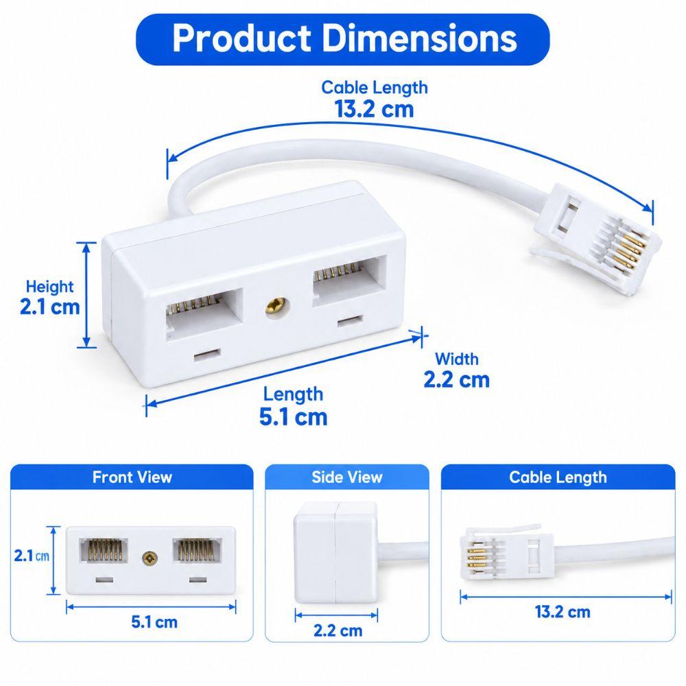 UK BT Standard RJ11 Plug Adapter RJ11 Connector Phone Line Splitter  Home Phone